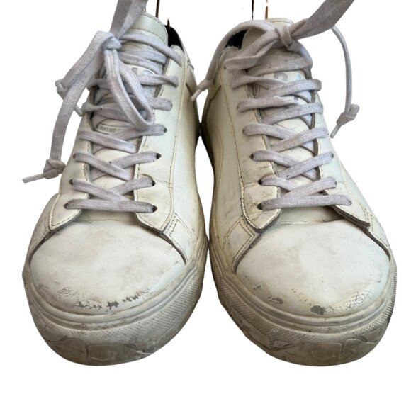 P448 low top sneakers white leather perforated logo EU 37 US 7 womens lace up - Picture 2 of 14